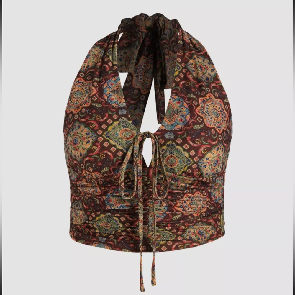 Curve & plus boho paisley halter tank top